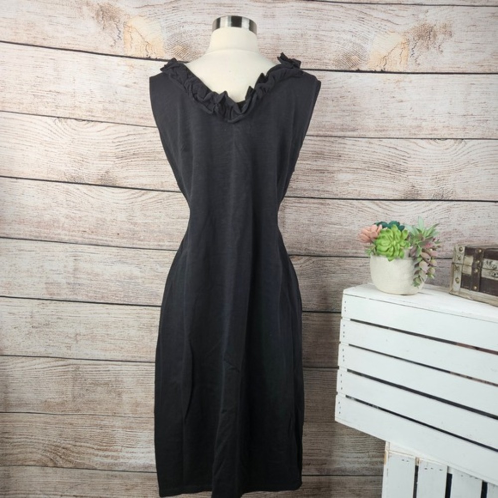Talbots Woman Black‎ Sleeveless Knit Dress Ruffle Neckline Casual X